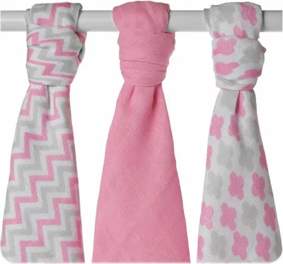 Zdjęcie produktu dla XKKO Bamboo Mullwindel 70x70 3er-Set Scandinavian Pink