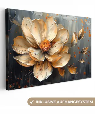 Zdjęcie produktu dla MuchoWow® - Obraz na płótnie - Kwiaty - Złoto - Sztuka - Czarny - Nowoczesny, fototapeta, dekoracja ścienna obrazy salon, 60x40cm