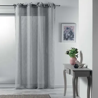 Vorhänge mit Schlaufen, grau, 140 x 240 cm, halbdurchsichtig