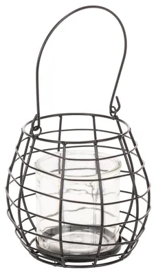 Produktbild von Schwarze Gartenlaterne Glas Windlicht Ø17cm H15cm Deko