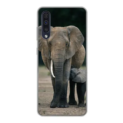 Produktbild von MuchoWow® Handyhülle Schutzhülle Hülle für Samsung Galaxy A30s Elefant - Tiere - Flachland - Natur Silikon Softcase Handy Hülle - Karteninhaber