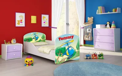 Immagine prodotto di ACMA I letto giovanile letto per bambini letto junior completo di materasso a doghe bianco 35 elicottero 160x80