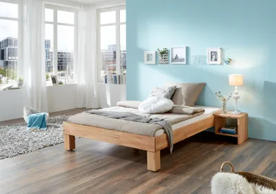 Produktbild von Relita Set Futonbett Manuela aus massiver Kernbuche 180 x 200 cm, ohne Kopfteil, mit 2 Nachttischen, Oberfläche geölt