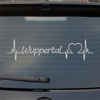 Produktbild von Heckscheibenaufkleber Wuppertal Herz Puls Stadt Liebe 55x20 cm Silber Auto Aufkleber Sticker