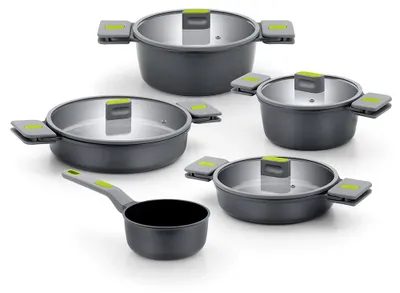 Produktbild von BRA Life | 9-teiliges Kochgeschirr-Set, Aluminiumguss, mit Antihaftbeschichtung