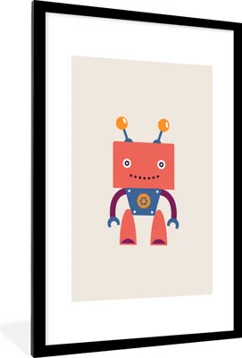 Produktbild von MuchoWow® MuchoWow® Gerahmtes Poster Roboter - Getriebe - Gesicht - Antenne - Kinder - Jugendliche 60x90 cm - Poster mit zchwarzem Bilderrahmen - Dekoration - Wandposter Wohnzimmer - Hochwertig