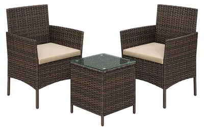 Immagine prodotto di Set di mobili da giardino composto da 3 pezzi – Set per terrazza – Gruppo salotto da esterno – Sedie comode