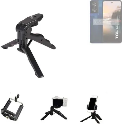 Produktbild von K-S-Trade Stativ Tisch-Ständer Dreibein Handy-Stativ Ständer kompatibel mit TCL 40 NXTPAPER Mini-Stativ Smartphone Tripod Handy-Stativ aus Plastik