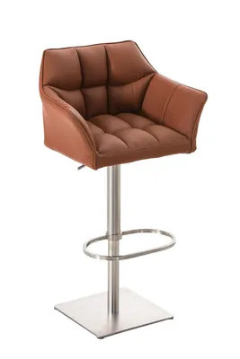 Produktbild von CLP Barhocker Damaso Kunstlederbezug drehbar stufenlos höhenverstellbar bis 240 kg hellbraun Gestell Farbe edelstahl