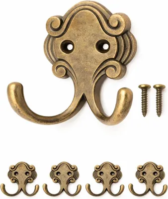 Produktbild von Doppelhaken aus Gusseisen, 4er Set, bronzefarben, 5,5 x 5,3 cm, für Wandmontage