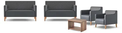 Immagine prodotto di Set da studio 5 pezzi nero 2x 2 posti 2x poltrona marrone tavolino da caffè