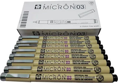 Productafbeelding van Sakura Pigma Micron Pen 03 black ink marker viltstift Pen - Set van 8 - Archival pigment inktpennen voor kunstenaar