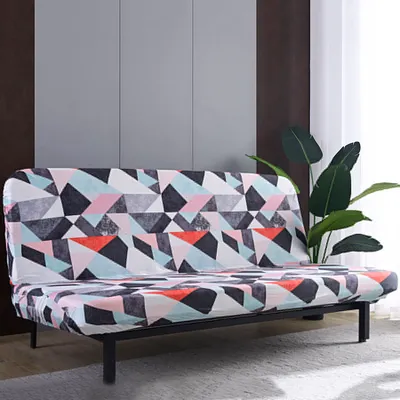Obrázek produktu pro Elastický kryt bez područek na pohovku Bez područek na pohovku Stretch Futon Ochranný kryt 3-sedák Plně rozkládací pohovka Štít pro rozkládací pohovku bez područek ( růžová modrá )