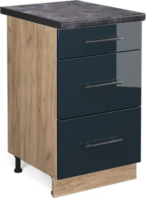 Produktbild von Küchenunterschrank Vicco Fame-Line Dunkelblau Hochglanz 50 cm , AP Anthrazit, Model 48873