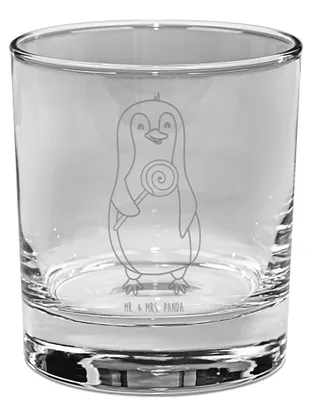 Produktbild von Mr. & Mrs. Panda Tumbler Pinguin Lolli - Transparent - Geschenk, Whiskey, Naschen, Ganove, Whiskyglas, Lowball Glas, Süß, Whiskeyglas, Spruch, Süßigkeiten, Heißhunger