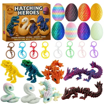 Produktbild von 3D-gedruckter Drachen-Adventskalender 2026 mit 24 Überraschungen, Tier- und Eierspielzeugen