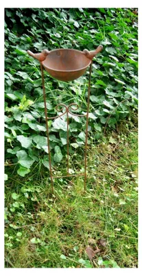 Produktbild von Vogeltränke am Rankgitter mit Futterstelle, Gartenstab, Gartenstecker