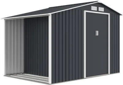 Obrázek produktu pro Plechový zahradní domek Rojaplast Luke A-2 268 x 181 cm tmavě šedý
