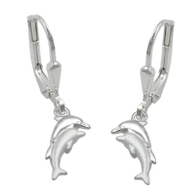 Produktbild von Ohrbrisur Ohrhänger Ohrringe 25x11mm Delfinpaar matt-glänzend Silber 925 silber 25x11mm