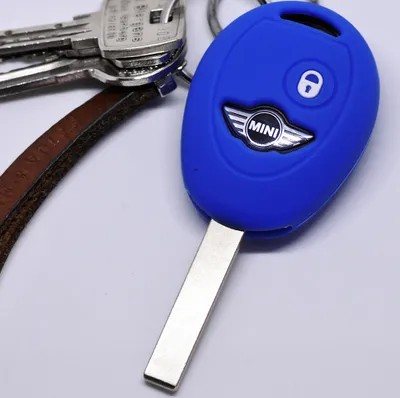 Produktbild von Auto Schlüssel Silikon Schutz Hülle Blau kompatibel mit Mini Cooper Cabrio Coupe Clubman 2 Tasten Funk Fernbedienung