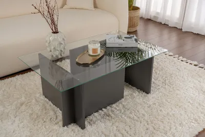 Produktbild von Skye Decor, Vetrino - Anthracite, Couchtisch, 100 % gehärtetes Glas, Anthrazit, 105 x 65 x 40 cm