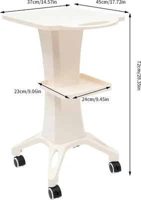 Image de Chariot de soins - Chariot de salon - Capacité de charge de 40 kg - 4 roulettes (dont 2 avec frein) - Plastique ABS - Plateau 24 x 23 cm - 45 x 37 x 72 cm - Blanc