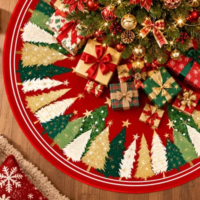 Produktbild von Waschbarer Baumteppich - Rund - Für Weihnachtsbaum - 122 cm