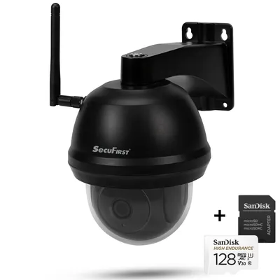 Immagine prodotto di SecuFirst Telecamera di sorveglianza all'aperto WLAN, 128 GB di memoria locale, sorveglianza telecamera IP PTZ Wifi all'aperto, 1080P, AI Motion Detector, allarme sirena.