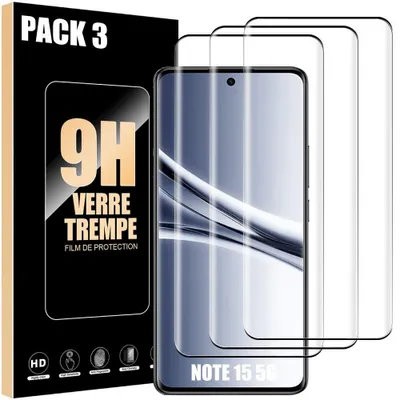 Image de 3x Verre Trempé Intégral pour Xiaomi Redmi Note 15 5G, Protection avec Bord Noir Anti-Rayures