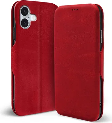 Produktbild von Conie Retro Klapp Tasche für iPhone 16 Kartenfach Hülle Rundumschutz in Rot