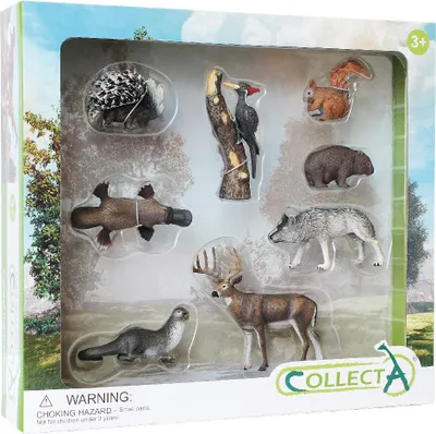 Immagine prodotto di Set di 8 figure di Woodlands dipinte a mano