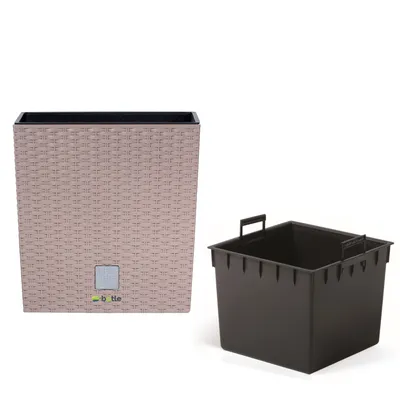 Obrázok produktu pre Kvetináč Ratanový vzhľad Moka Square 26,2x26,2x26,6 cm kapacita 15,8 L Trapézový plast
