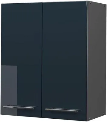 Immagine prodotto di Credenza da cucina con vano espandibile - Mensola da parete per cucina - Soluzione di contenimento di grandi dimensioni - Cassetti lavabili - Larghezza 60 cm - Vernice lucida blu scuro, nuova di zecca.