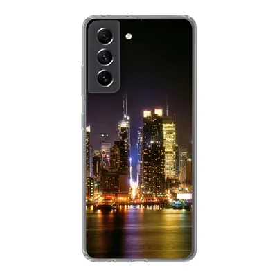 Produktbild von MuchoWow® Handyhülle Schutzhülle Hülle für Samsung Galaxy S21 FE New York - Skyline - Farben Silikon Softcase Handy Hülle - Mobiltelefonhülle