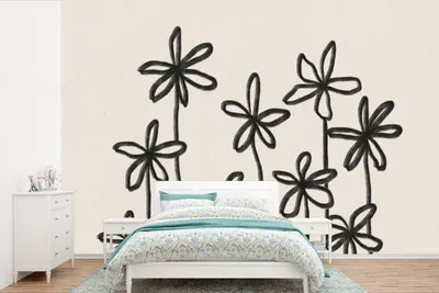 Produktbild von MuchoWow® Fototapete für Wohnzimmer oder Schlafzimmer Wandtapete Vinyl Motivtapete Blumen - Pflanzen - Pastell - Abstrakt - 600x400 cm - Vinyltapeten
