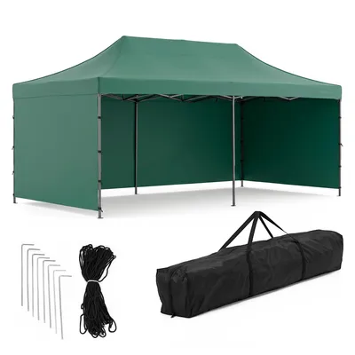 Image de Tente de réception - 600 x 300 x 310 cm - Hauteur réglable - PVC - Polyester - Structure pliante "accordéon" - Vert