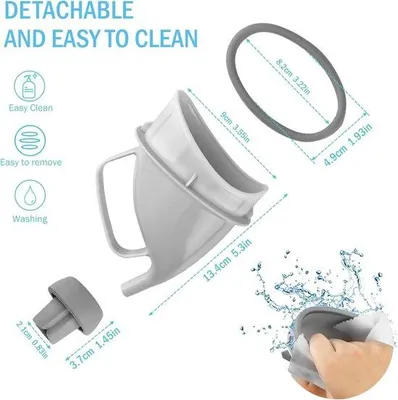 Produktbild von Portables Camping Urinal für Frauen, Silikon, Rot, 700 ml, mit breiter Trichteröffnung, Superabsorberkissen und Einhandbedienung