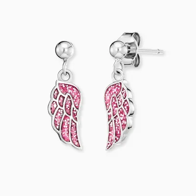 Produktbild von Herzengel Ohrhänger HEE-GLITTERWING-ST Rosa emailliert