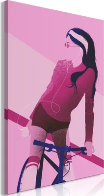 Produktbild von Vlies Leinwandbild - Woman on Bicycle (1 Part) Vertical 20x30 cm Menschen h-A-0147-b-a