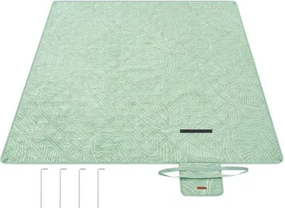Produktbild von Famanu Picknickdecke 200 x 200 cm - mintgrün mit tropischen Farnen