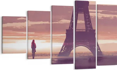 Produktbild von Bild auf Leinwand - Leinwandbild - Paris Stadt Nacht - 100x60cm - Wand Bild - Wanddeko - Wandbilder - Leinwanddruck - Bilder - Kunstdruck - Wanddekoration - Leinwand bilder - Wandkunst - EG100x60-4104