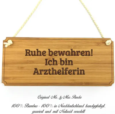 Produktbild von Mr. & Mrs. Panda Hinweisschild Arzthelferin - Geschenk, Landhaus, Schild, Türschild, Shabby, Wegweiser, Diplom, Geschenkidee, Werbeschild, Graviert, Praxisschild