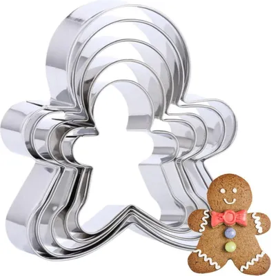 Immagine prodotto di Set di tagliabiscotti per pan di zenzero 5 pezzi in acciaio inox per decorazioni natalizie