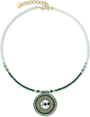 Produktbild von Collier - Edelstahl Gold - Amulett grün gold