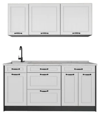 Imagen del producto de Cocina para solteros Vicco R-Line Blanco casa de campo/Antracita 160 cm encimera Mármol, Model 67688