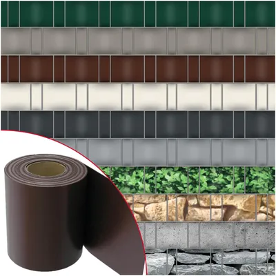 Produktbild von NOOR Sichtschutzstreifen PVC BLICKDICHT 19 cm x 35 m Mahagonibraun - 630 g/m² - für Doppelstabmattenzaun - inkl. 28 Klemmschienen, KI-generiertes Bild
