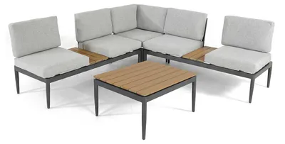 Produktbild von home24 Loungegruppe - 4-teilig - Stahl / Webstoff - Anthrazit / Grau