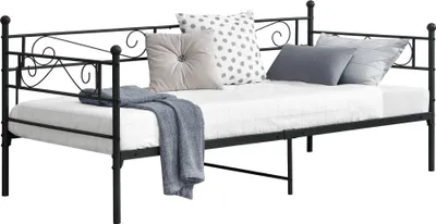 Produktbild von Łóżko metalowe Kerava 90x200 cm łóżko dzienne z zagłówkiem i podnóżkiem sofa łóżko piętrowe łóżko młodzieżowe łóżko gościnne czarne [en.casa]