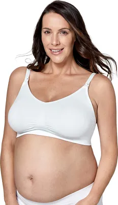 Produktbild von Medela Keep Cool Ultra Nahtloser Schwangerschafts- und Still-BH ohne Bügel – Mit 6 eingewebten atmungsaktiven Zonen – Soft-Touch-Gewebe Weiß L