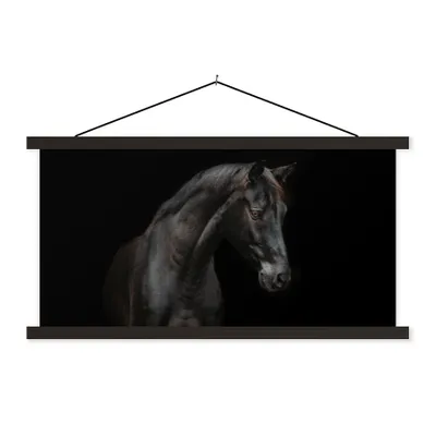 Produktbild von MuchoWow® Textilposter Pferd - Tier - Schwarz 60x30 cm mit schwarzem Rahmen - Textilien